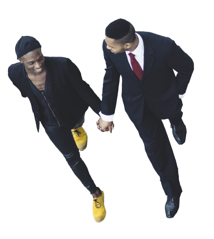 image of two men holding hands